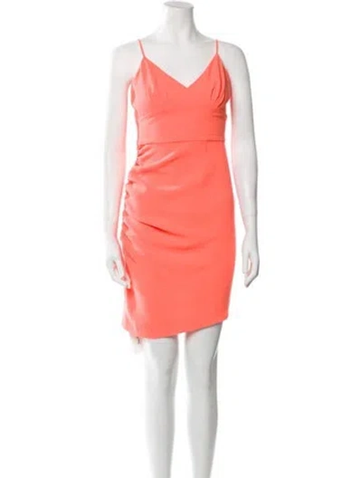 Pre-owned Pinko V-neck Mini Dress In Orange