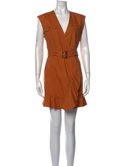 Pre-owned Pinko V-neck Mini Dress In Orange