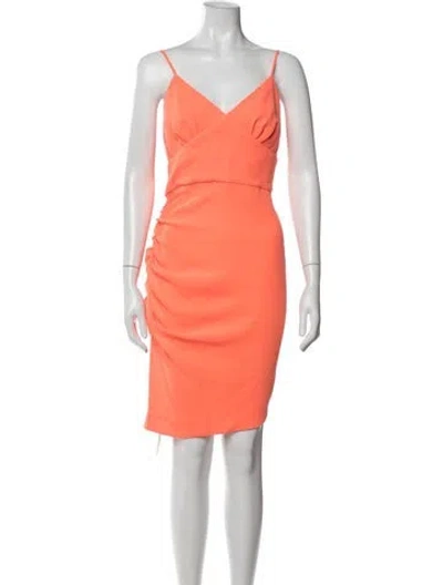 Pre-owned Pinko V-neck Mini Dress In Orange