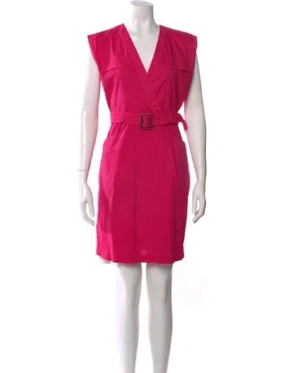 Pre-owned Pinko V-neck Mini Dress In Pink