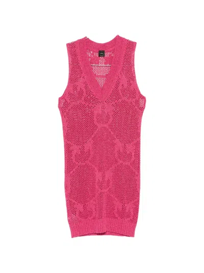 Pinko V-neck Mini Dress In Pink