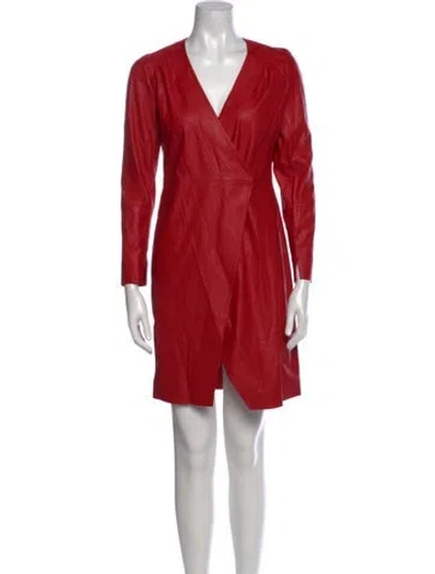 Pre-owned Pinko V-neck Mini Dress W/ Tags In Red