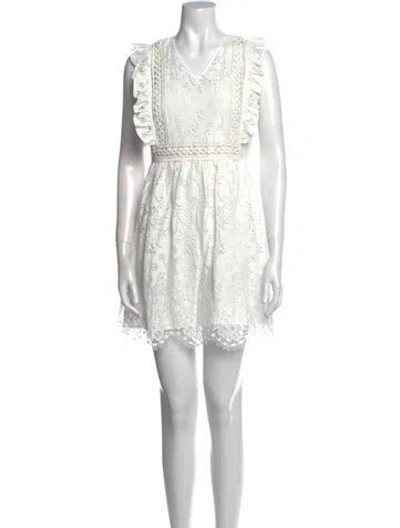 Pre-owned Pinko V-neck Mini Dress In White