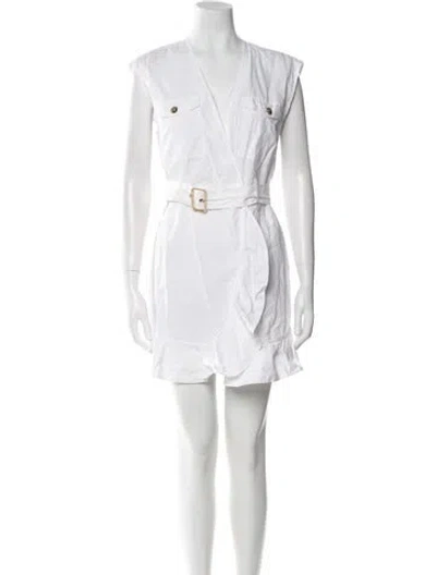 Pre-owned Pinko V-neck Mini Dress In White