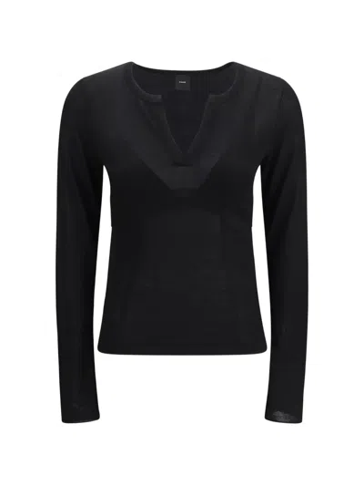 Pinko V-neck Seraflino Top In Black