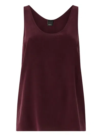 Pinko V-neck Silk Top In Burgundy