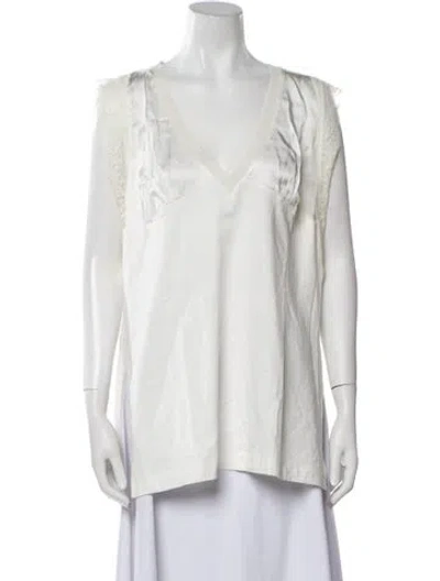 Pre-owned Pinko V-neck Sleeveless Tunic W/ Tags In White