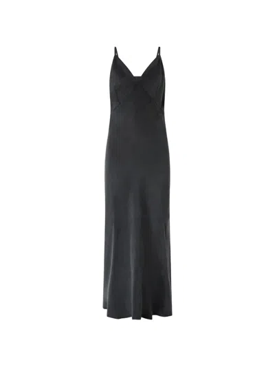Pinko V-neck Slip Maxi Dress In Black