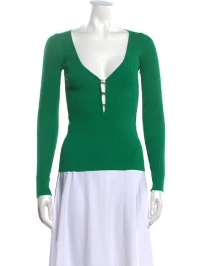 Pre-owned Pinko V-neck Sweater In Green