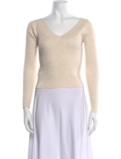 Pre-owned Pinko V-neck Sweater In Neutrals