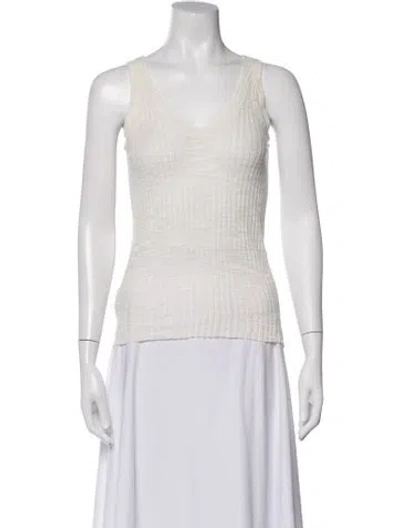 Pre-owned Pinko V-neck Sweater In White