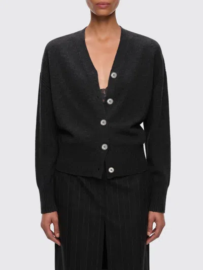 Pinko V-neck Wool And Cashmere Blend Cardigan With Button Closure In Black
