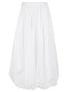 Pinko Voluminous White Cotton Skirt With Gathered Waist