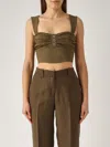 Pinko Crop Top Buttoned Front Ruched In Oliva