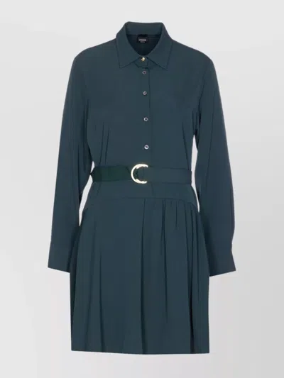 PINKO WAIST BELT LONG SLEEVE PLEATED DRESS