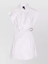 Pinko Waist Belted Buckle Mini Wrap Dress In White
