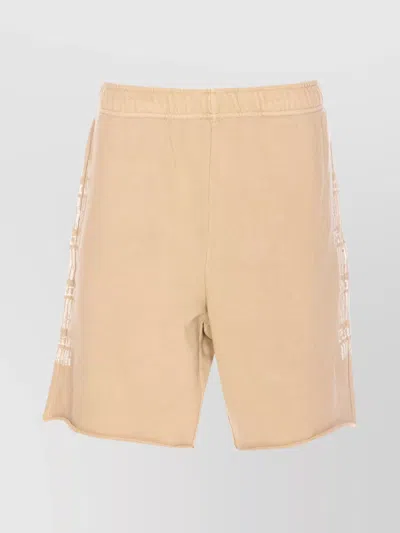 Pinko Waistband Elasticized Knee Length Shorts With Side Print In Gold