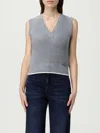 Pinko Sleeveless Grey Knit Sweater Vest In Gray