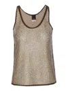 Pinko Crewneck Sleeveless Sequin Embellished Top In Gold