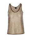 Pinko Crewneck Sleeveless Sequin Embellished Top In Green