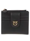 Pinko Black Wallet With Love Birds Buckle On Front In Leather Woman