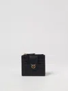 Pinko Black Wallet With Love Birds Buckle On Front In Leather Woman In Black