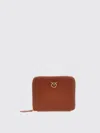 Pinko Brown Wallet With Love Birds Logo On The Front In Leather Woman In Brown