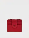 Pinko Compact Textured Wallet For Multiple Uses In Red