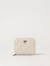 Pinko Square Wallet In Monogram Imprinted Leather In Weiss