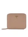 Pinko Square Zip-around Purse In Beige