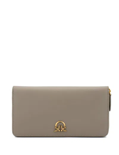 Pinko Wallet With Logo In Noce Antique Gold