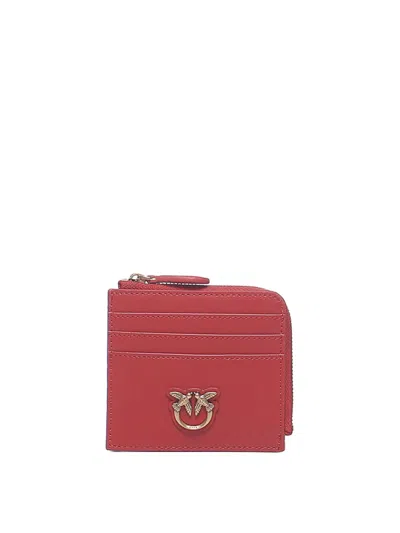 Pinko Logo Plaque Zipped Around Wallet In Red
