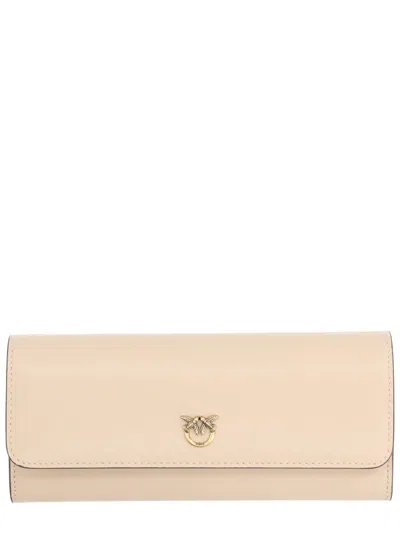 Pinko Wallet With Shoulder Strap In Neutral