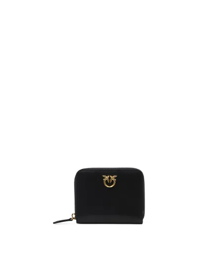 Pinko Logo-plaque Leather Wallet In Animal Print