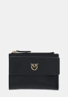 Pinko Small Wallet In Leather With Logo In Black