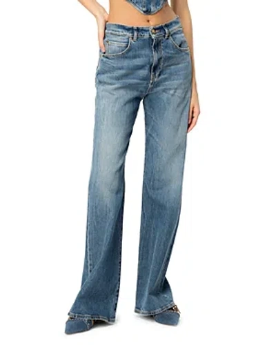 Pinko Wanda High Rise Straight Jeans In Dark Vintage Wash In Blue