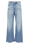 Pinko Wide-leg Palazzo Jeans With Distressing And Soft Texture