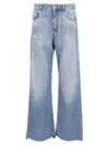 Pinko Wide-leg Palazzo Jeans With Distressing And Soft Texture In Blue