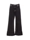 Pinko Wide-leg Jeans In Black Denim In Black