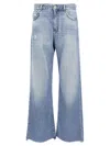 Pinko Wide-leg Palazzo Jeans With Distressing And Soft Texture In Blue