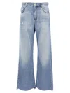 Pinko Wide-leg Palazzo Jeans With Distressing And Soft Texture In Blue