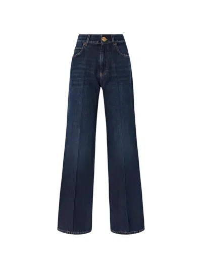 Pinko Wanda Pressed-crease Wide-leg Jeans In Blue