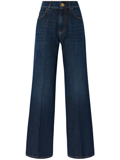 Pinko Pressed-crease Wide-leg Jeans In Blue