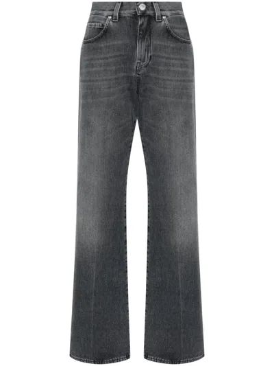 Pinko Mid-rise Wide-leg Jeans In Gray