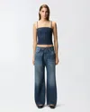 Pinko Wanda Wide Leg Jeans In Medium Dark Vintage Wash In Blue