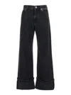 Pinko Wide-leg Jeans In Black Denim In Black