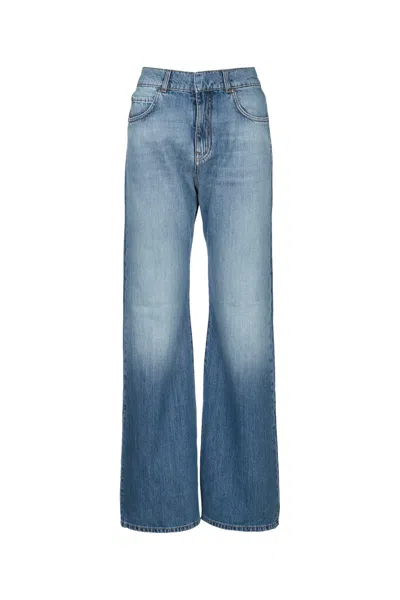 Pinko Wanda Wide-leg Medium-wave Jeans In Blue