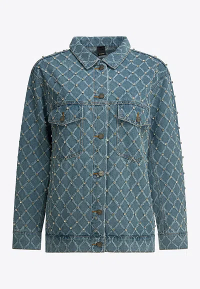 Pinko Washed Denim Jacket In Blue