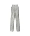 Pinko Elegant Wide Trousers In Washed-out Satin In Gray