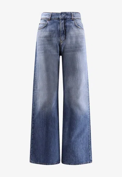 Pinko Washed Straight-leg Jeans In Blue